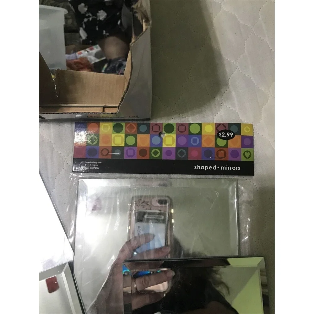 13 Unbranded Square Mirrors Silver Beveled Edge Craft Lot